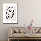 White Minimalism Style Canvas Girl's Profile Art for Kitchen, Multiple Sizes Options