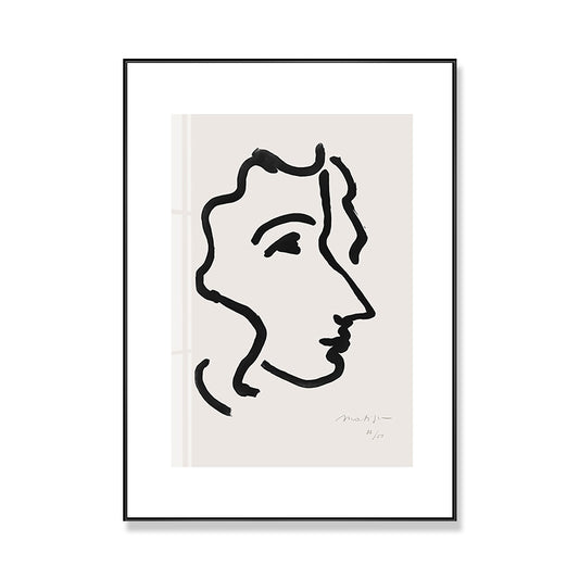 White Minimalism Style Canvas Girl's Profile Art for Kitchen, Multiple Sizes Options