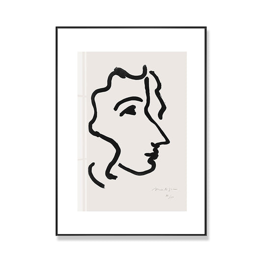 White Minimalism Style Canvas Girl's Profile Art for Kitchen, Multiple Sizes Options Clearhalo 'Art Gallery' 'Canvas Art' 'Contemporary Art Gallery' 'Contemporary Art' 'Minimalism' 'Minimalist Art Gallery' 'Scandinavian' Arts' 1704107