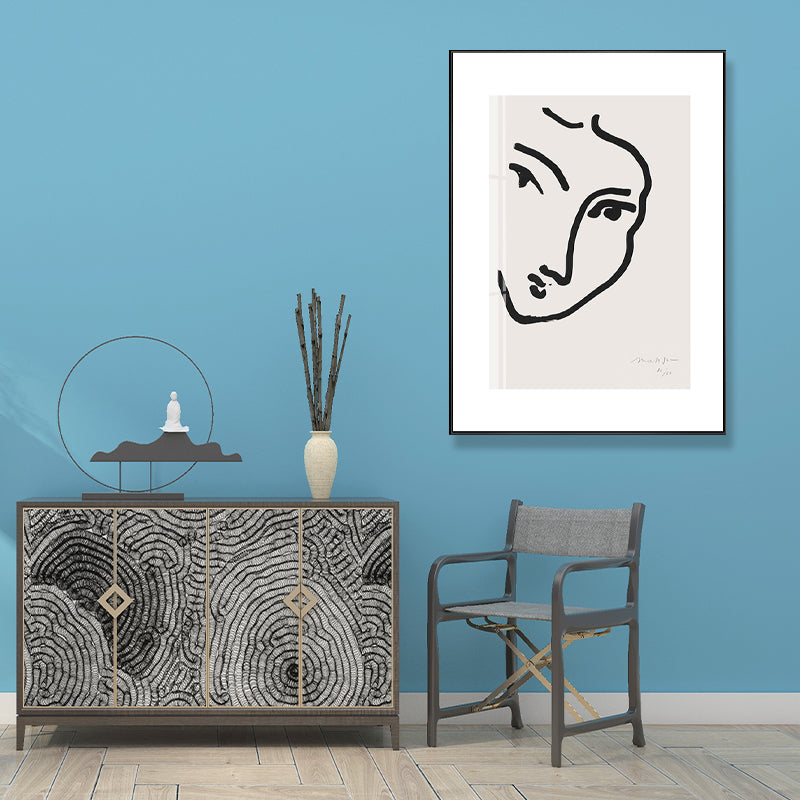 White Minimalism Style Canvas Girl's Profile Art for Kitchen, Multiple Sizes Options Clearhalo 'Art Gallery' 'Canvas Art' 'Contemporary Art Gallery' 'Contemporary Art' 'Minimalism' 'Minimalist Art Gallery' 'Scandinavian' Arts' 1704112
