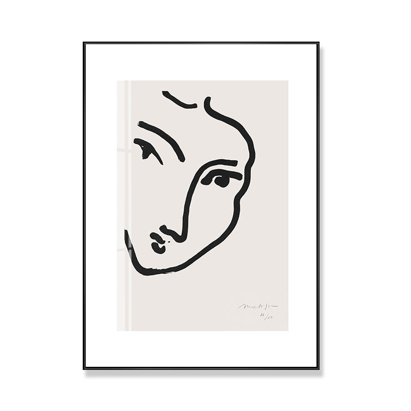 White Minimalism Style Canvas Girl's Profile Art for Kitchen, Multiple Sizes Options Clearhalo 'Art Gallery' 'Canvas Art' 'Contemporary Art Gallery' 'Contemporary Art' 'Minimalism' 'Minimalist Art Gallery' 'Scandinavian' Arts' 1704114