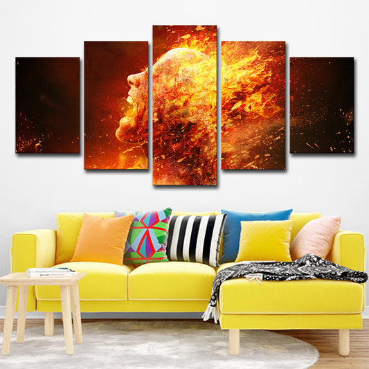 Man on Fire Wall Art Modern Creative Figure Print Canvas in Brown for Living Room Brown Clearhalo 'Art Gallery' 'Canvas Art' 'Contemporary Art Gallery' 'Modern' Arts' 1704122