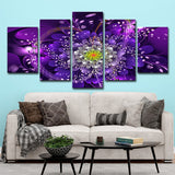 Contemporary Flowers Wall Art Print Purple Multi-Piece Canvas for House Interior Purple Clearhalo 'Art Gallery' 'Canvas Art' 'Contemporary Art Gallery' 'Modern' Arts' 1704129