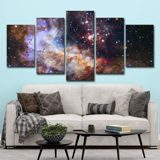 Space Star Cluster Wall Art Kids Bedroom Milky Way Print Canvas in Brown for Decor Brown Clearhalo 'Art Gallery' 'Canvas Art' 'Kids' Arts' 1704143