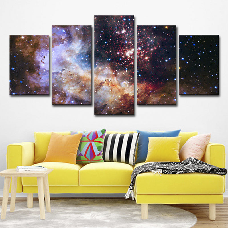 Space Star Cluster Wall Art Kids Bedroom Milky Way Print Canvas in Brown for Decor Clearhalo 'Art Gallery' 'Canvas Art' 'Kids' Arts' 1704144