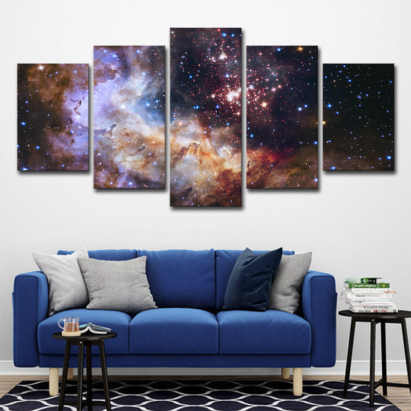 Space Star Cluster Wall Art Kids Bedroom Milky Way Print Canvas in Brown for Decor Clearhalo 'Art Gallery' 'Canvas Art' 'Kids' Arts' 1704145