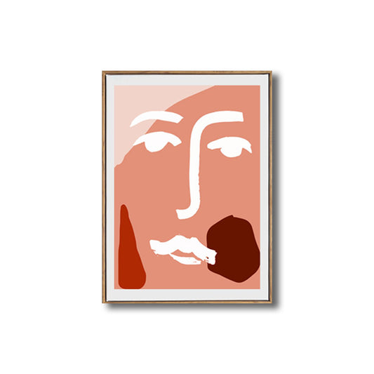 Minimalist Abstract Figure Drawing Art Print Pastel Color Textured Wall Decor for Home Pink