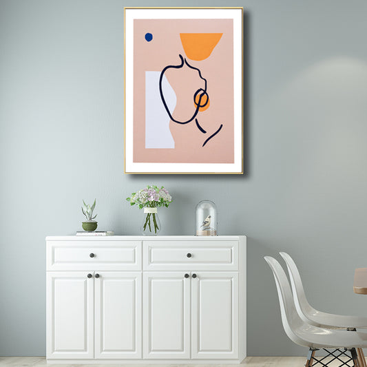 Minimalist Abstract Figure Drawing Art Print Pastel Color Textured Wall Decor for Home Orange Clearhalo 'Art Gallery' 'Canvas Art' 'Contemporary Art Gallery' 'Contemporary Art' 'Minimalism' 'Minimalist Art Gallery' 'Scandinavian' Arts' 1704161