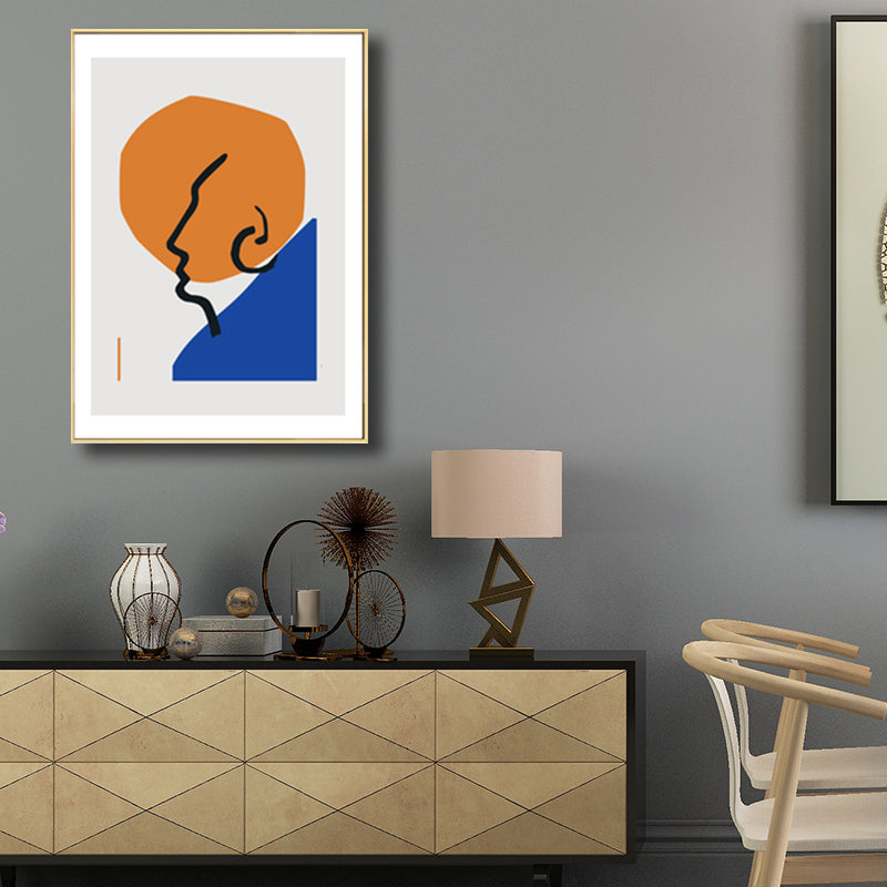 Minimalist Abstract Figure Drawing Art Print Pastel Color Textured Wall Decor for Home Blue Clearhalo 'Art Gallery' 'Canvas Art' 'Contemporary Art Gallery' 'Contemporary Art' 'Minimalism' 'Minimalist Art Gallery' 'Scandinavian' Arts' 1704165