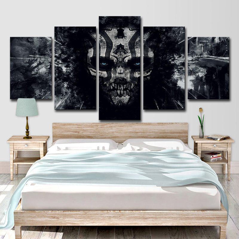 Black Death Skull Wall Art Decor Fantasy Kids Multi-Piece Canvas Print for Bedroom Clearhalo 'Art Gallery' 'Canvas Art' 'Kids' Arts' 1704170