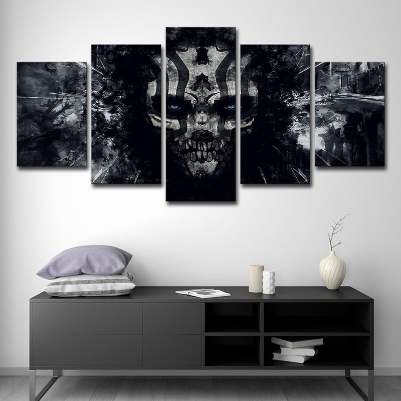Black Death Skull Wall Art Decor Fantasy Kids Multi-Piece Canvas Print for Bedroom Clearhalo 'Art Gallery' 'Canvas Art' 'Kids' Arts' 1704171