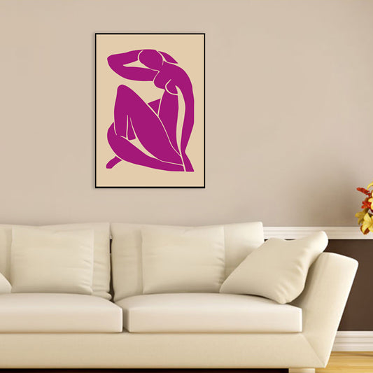 Textured Figure Drawing Wall Decor Canvas Minimalism Art Print for House Interior Purple Clearhalo 'Art Gallery' 'Canvas Art' 'Contemporary Art Gallery' 'Contemporary Art' 'Minimalism' 'Minimalist Art Gallery' 'Scandinavian' Arts' 1704176
