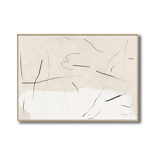 Abstract Doodle Lines Wall Art Minimalism Textured Canvas Print in Black and White Clearhalo 'Art Gallery' 'Canvas Art' 'Contemporary Art Gallery' 'Contemporary Art' 'Minimalism' 'Minimalist Art Gallery' 'Scandinavian' Arts' 1704208