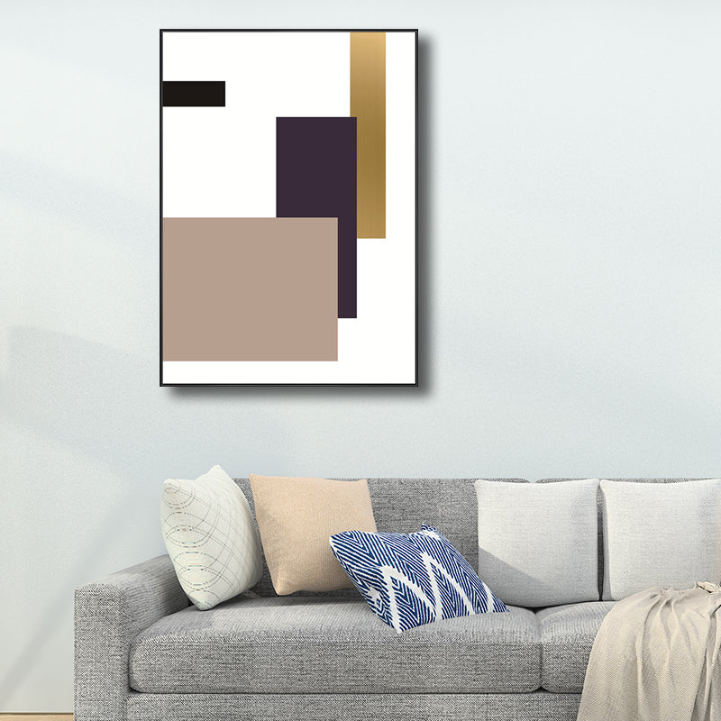 Nordic Geometric Canvas Print Multicolored Textured Wall Art Decor for Living Room Khaki Clearhalo 'Arts' 'Canvas Art' 1704219