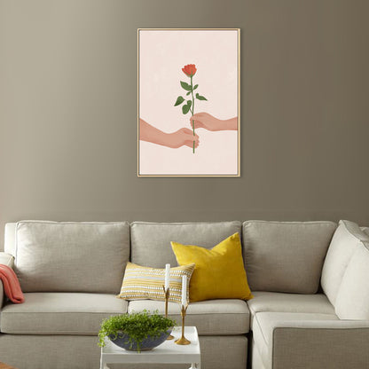 Couple Print Wall Decor Scandinavian Textured Bedroom Canvas, Multiple Size Options Pink Design 2 Clearhalo 'Arts' 'Canvas Art' 1704248