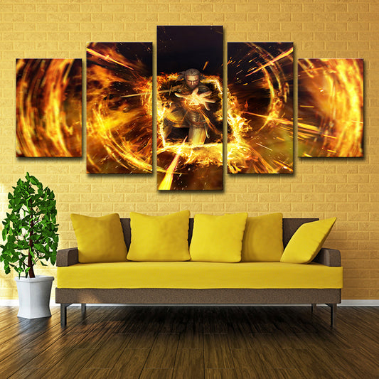Yellow Gwent Witcher Art Print Game Scene Kids Multi-Piece Wall Decor for Bedroom Clearhalo 'Art Gallery' 'Canvas Art' 'Kids' Arts' 1704253