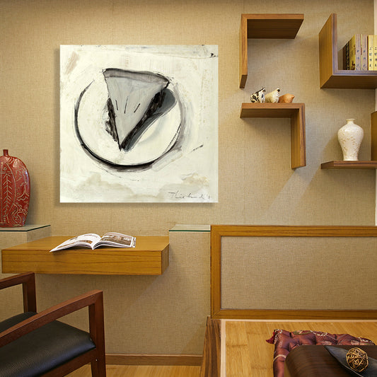 Canvas Gray Wall Decor Traditional Style Cake Piece Painting, Multiple Sizes Options Grey