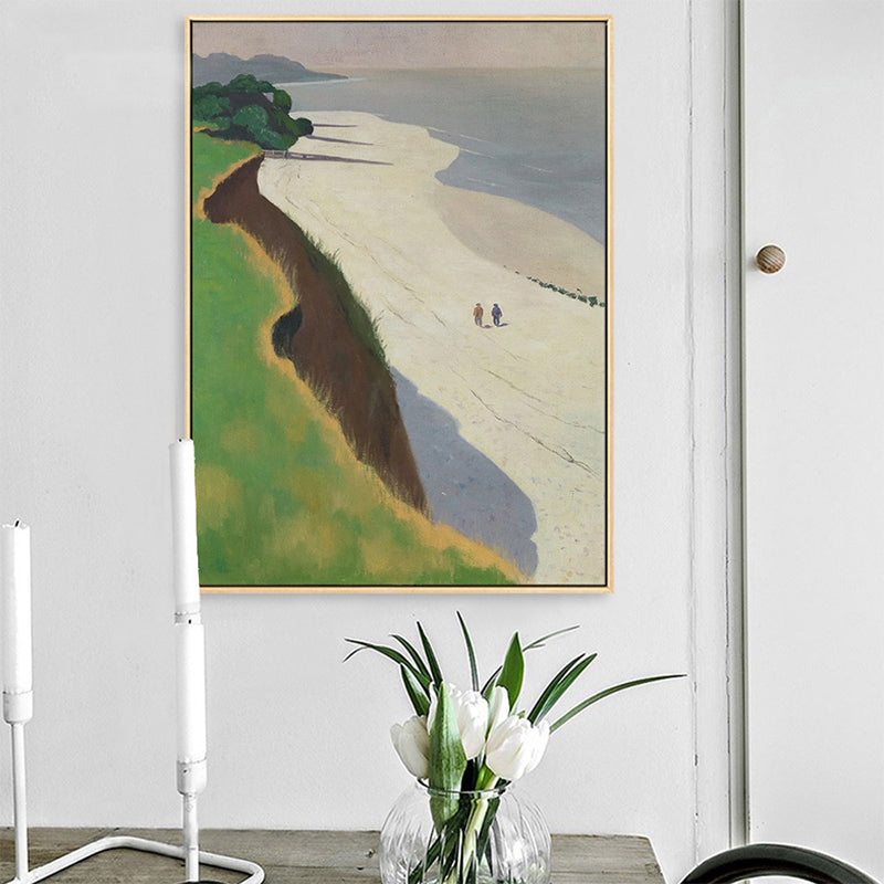 Seaside Scenery Art Print Living Room Wrapped Canvas Green Textured, Multiple Sizes Green Clearhalo 'Art Gallery' 'Canvas Art' 'Coastal Art Gallery' 'Nautical' Arts' 1704320