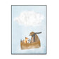 Pastel Cartoon Wall Art Animals in Their Sailing Boat Drawing Canvas Print for Kids Room Clearhalo 'Art Gallery' 'Canvas Art' 'Kids' Arts' 1704338