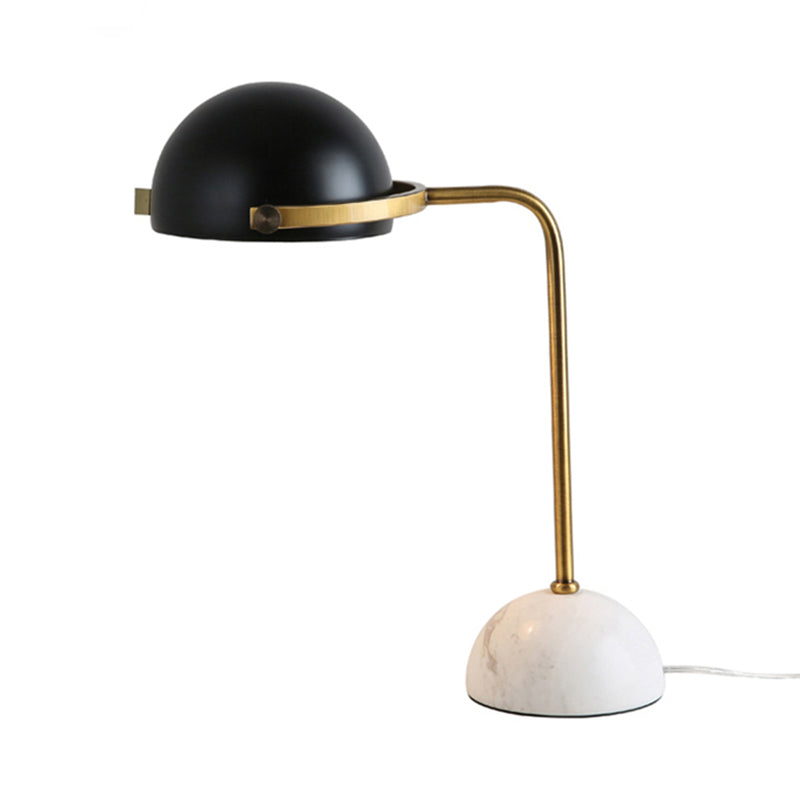 Bowl Metallic Shade Standing Lamp Modernism Style 1 Bulb Metal Table Lighting with Marble Base in Black Finish Clearhalo 'Lamps' 'Table Lamps' Lighting' 170435