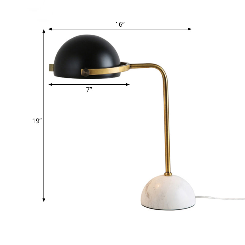 Bowl Metallic Shade Standing Lamp Modernism Style 1 Bulb Metal Table Lighting with Marble Base in Black Finish Clearhalo 'Lamps' 'Table Lamps' Lighting' 170436