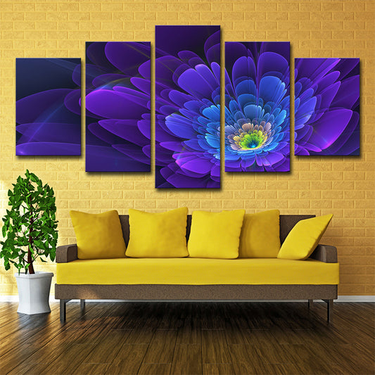 Flower Blossom Wall Decor in Purple Canvas Made Art Print for Living Room, Multi-Piece Purple Clearhalo 'Art Gallery' 'Canvas Art' 'Contemporary Art Gallery' 'Modern' Arts' 1704385