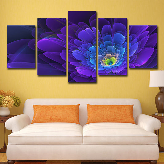 Flower Blossom Wall Decor in Purple Canvas Made Art Print for Living Room, Multi-Piece Clearhalo 'Art Gallery' 'Canvas Art' 'Contemporary Art Gallery' 'Modern' Arts' 1704387