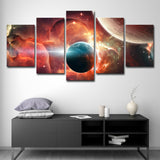 Cool Space Nebula Canvas Wall Art for Boys Bedroom, Orange and Blue, Multi-Piece