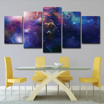 Sci-Fi Space Nebula Art Print Dark Blue Multi-Piece Canvas for Childrens Bedroom Dark Blue Clearhalo 'Art Gallery' 'Canvas Art' 'Kids' Arts' 1704406