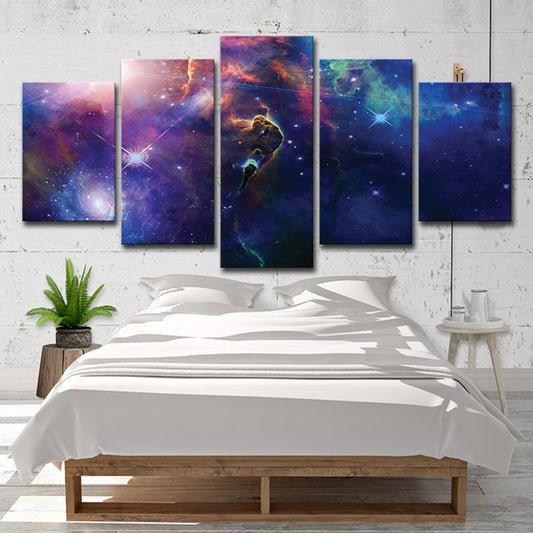 Sci-Fi Space Nebula Art Print Dark Blue Multi-Piece Canvas for Childrens Bedroom Clearhalo 'Art Gallery' 'Canvas Art' 'Kids' Arts' 1704408