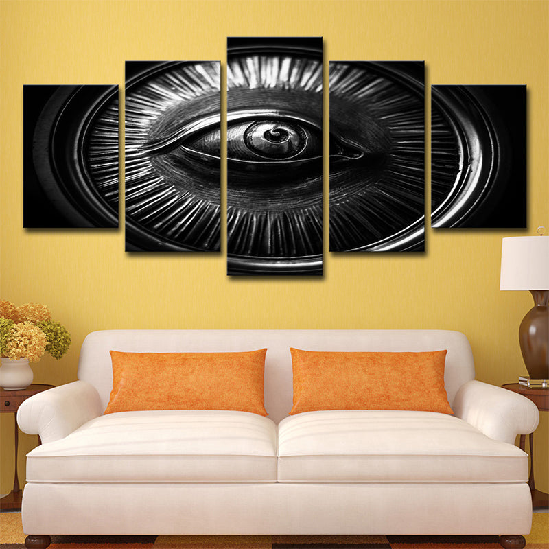 Metal Eye Wall Art Decor Contemporary Multi-Piece Canvas Print in Black for Home Black Clearhalo 'Art Gallery' 'Canvas Art' 'Contemporary Art Gallery' 'Modern' Arts' 1704446