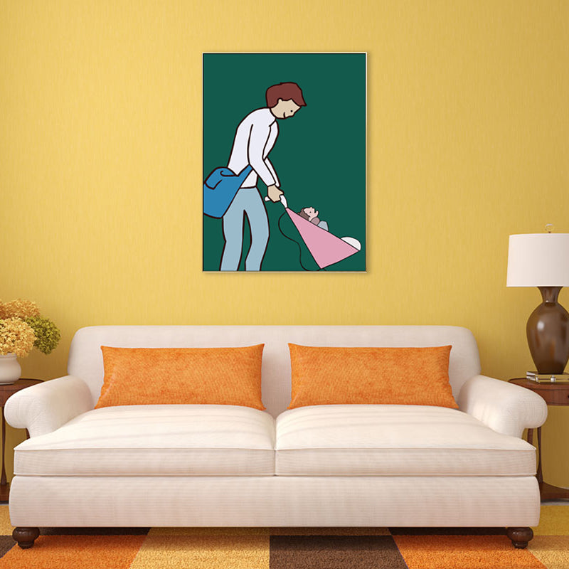 Mother with Her Baby Canvas Textured Childrens Art Nursery Wall Decor in Soft Color Clearhalo 'Art Gallery' 'Canvas Art' 'Kids' Arts' 1704454