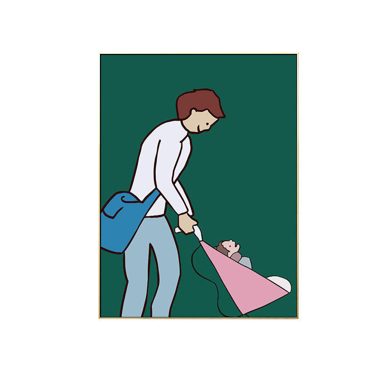 Mother with Her Baby Canvas Textured Childrens Art Nursery Wall Decor in Soft Color Clearhalo 'Art Gallery' 'Canvas Art' 'Kids' Arts' 1704456