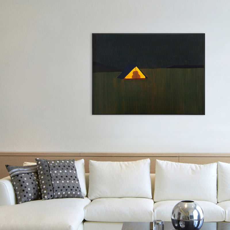 Soft Color Grassland Shelter Canvas Art Textured Farmhouse Living Room Wall Decor Black Clearhalo 'Art Gallery' 'Canvas Art' 'Country Art Gallery' 'French Country' 'Rustic' Arts' 1704482