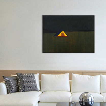 Soft Color Grassland Shelter Canvas Art Textured Farmhouse Living Room Wall Decor Black Clearhalo 'Art Gallery' 'Canvas Art' 'Country Art Gallery' 'French Country' 'Rustic' Arts' 1704482