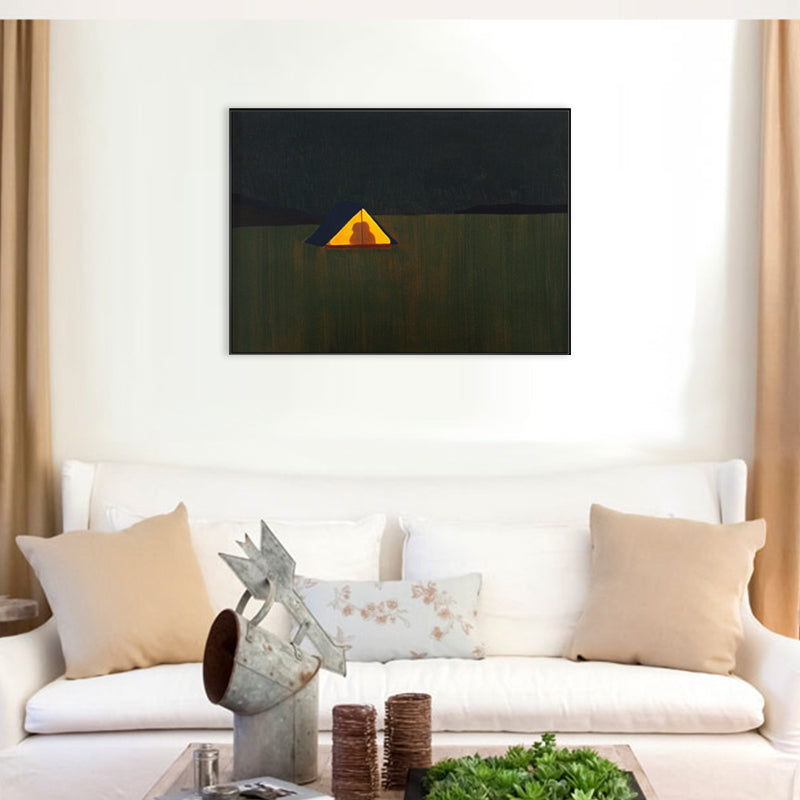 Soft Color Grassland Shelter Canvas Art Textured Farmhouse Living Room Wall Decor Clearhalo 'Art Gallery' 'Canvas Art' 'Country Art Gallery' 'French Country' 'Rustic' Arts' 1704483