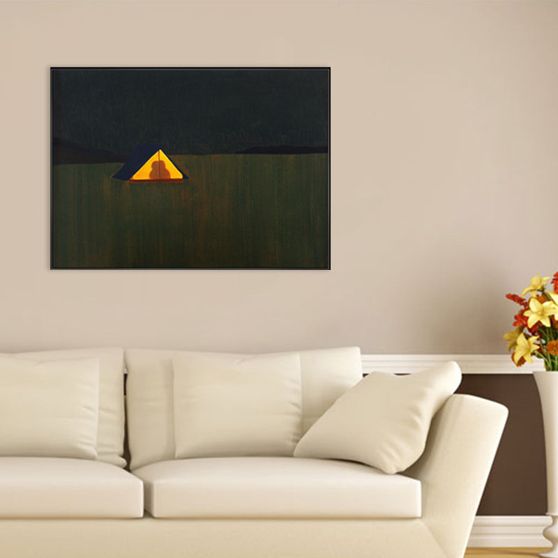 Soft Color Grassland Shelter Canvas Art Textured Farmhouse Living Room Wall Decor Clearhalo 'Art Gallery' 'Canvas Art' 'Country Art Gallery' 'French Country' 'Rustic' Arts' 1704484