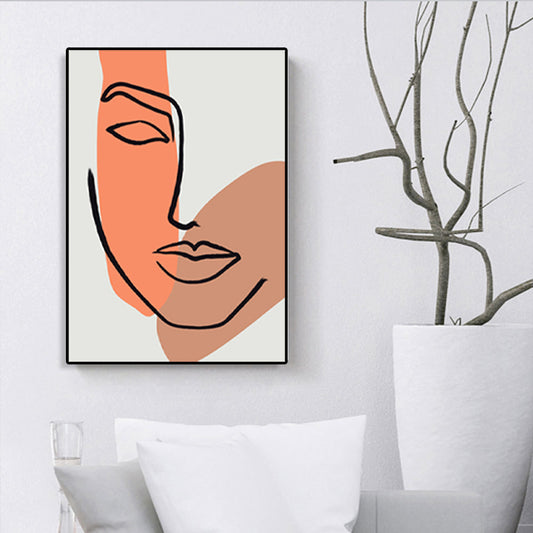 Textured Figure's Face Wall Decor Canvas Scandinavian Style Painting for Living Room Clearhalo 'Arts' 'Canvas Art' 1704495