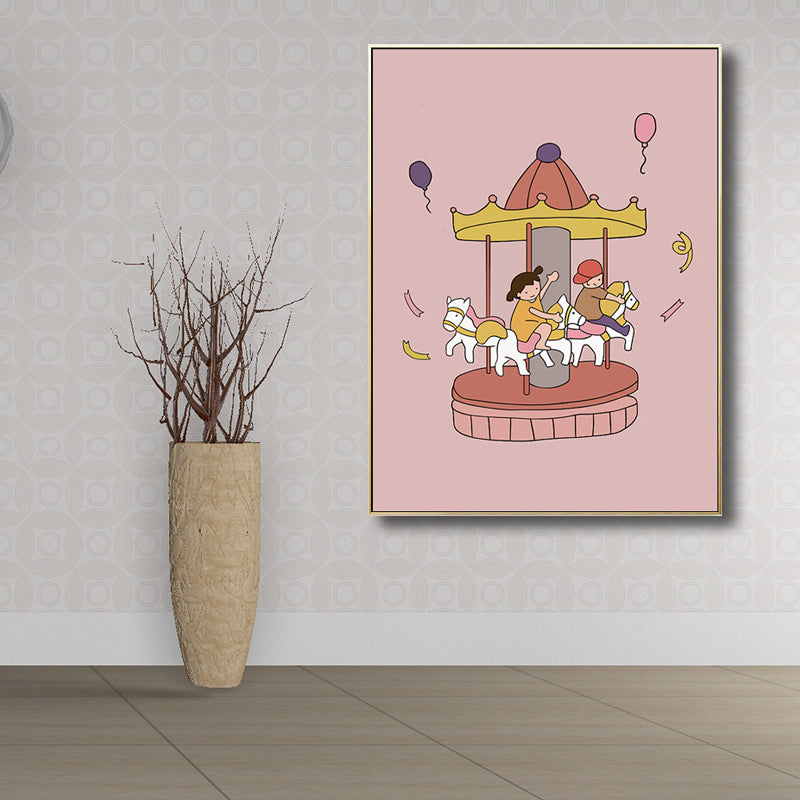 Family Moments Drawing Wall Art Pastel Canvas Print Wall Decor, Textured Surface Clearhalo 'Art Gallery' 'Canvas Art' 'Kids' Arts' 1704501