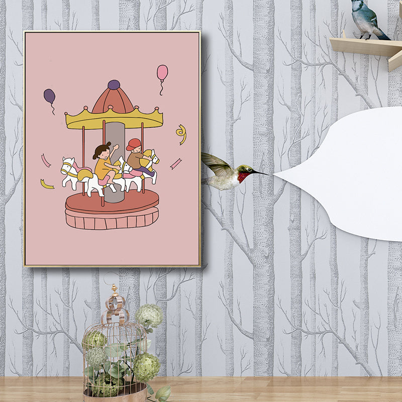 Family Moments Drawing Wall Art Pastel Canvas Print Wall Decor, Textured Surface Clearhalo 'Art Gallery' 'Canvas Art' 'Kids' Arts' 1704502