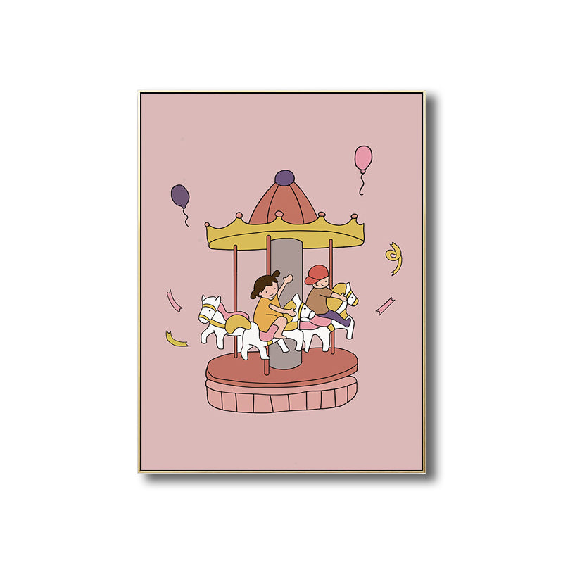 Family Moments Drawing Wall Art Pastel Canvas Print Wall Decor, Textured Surface Clearhalo 'Art Gallery' 'Canvas Art' 'Kids' Arts' 1704503