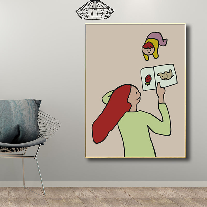 Family Moments Drawing Wall Art Pastel Canvas Print Wall Decor, Textured Surface Clearhalo 'Art Gallery' 'Canvas Art' 'Kids' Arts' 1704508