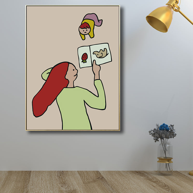 Family Moments Drawing Wall Art Pastel Canvas Print Wall Decor, Textured Surface Clearhalo 'Art Gallery' 'Canvas Art' 'Kids' Arts' 1704509