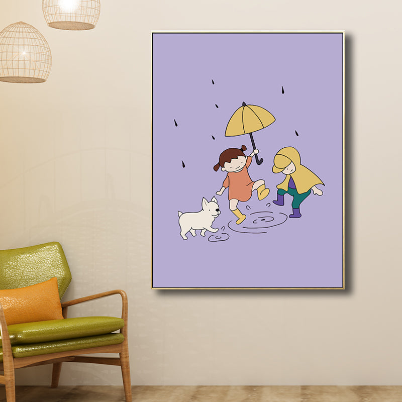Family Moments Drawing Wall Art Pastel Canvas Print Wall Decor, Textured Surface Clearhalo 'Art Gallery' 'Canvas Art' 'Kids' Arts' 1704512