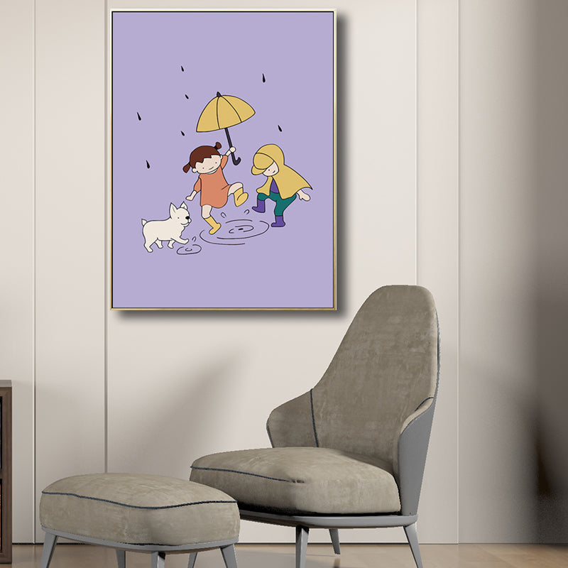 Family Moments Drawing Wall Art Pastel Canvas Print Wall Decor, Textured Surface Clearhalo 'Art Gallery' 'Canvas Art' 'Kids' Arts' 1704513