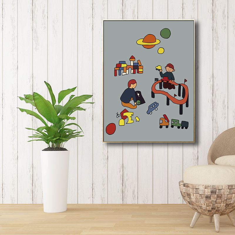 Family Moments Drawing Wall Art Pastel Canvas Print Wall Decor, Textured Surface Clearhalo 'Art Gallery' 'Canvas Art' 'Kids' Arts' 1704516