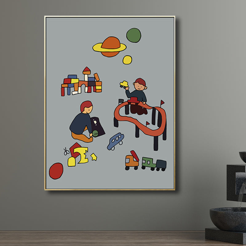 Family Moments Drawing Wall Art Pastel Canvas Print Wall Decor, Textured Surface Clearhalo 'Art Gallery' 'Canvas Art' 'Kids' Arts' 1704517