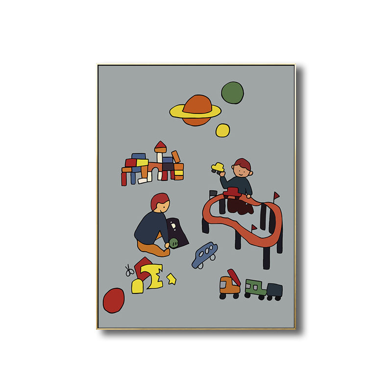 Family Moments Drawing Wall Art Pastel Canvas Print Wall Decor, Textured Surface Clearhalo 'Art Gallery' 'Canvas Art' 'Kids' Arts' 1704518