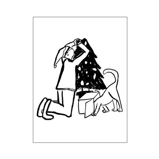 Man Playing with Dog Art Print Minimalist Canvas Wall Decor in Black-White for Bedroom Clearhalo 'Art Gallery' 'Canvas Art' 'Contemporary Art Gallery' 'Contemporary Art' 'Minimalism' 'Minimalist Art Gallery' 'Scandinavian' Arts' 1704533