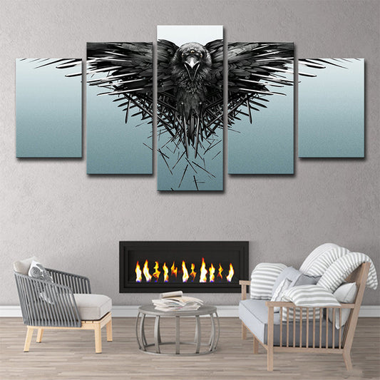 Black Eagle Canvas Wall Art Animal Kids Style Multi-Piece Wall Decor on Blue for Home Blue Clearhalo 'Art Gallery' 'Canvas Art' 'Kids' Arts' 1704548